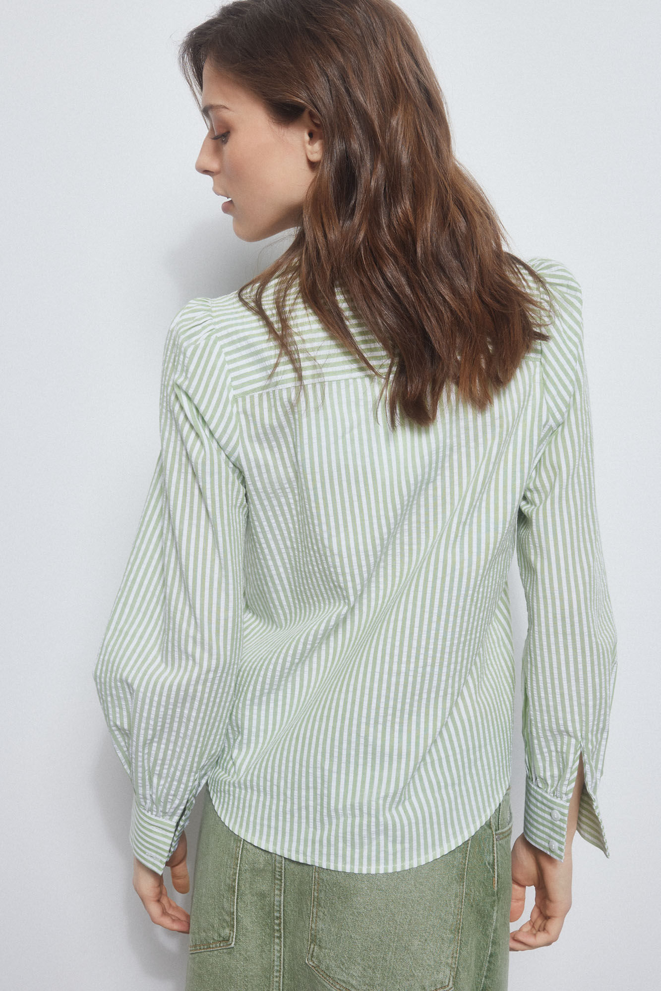 Pedro del Hierro Textured striped shirt Green