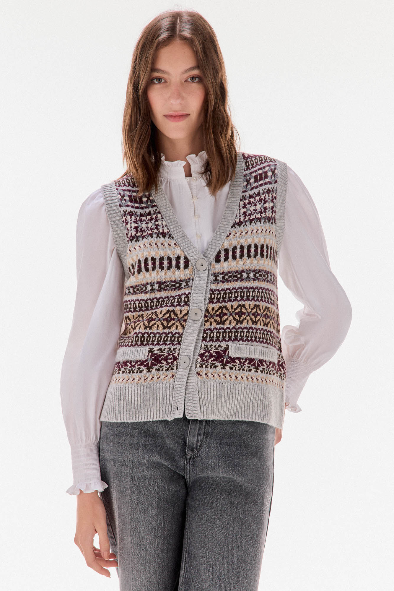 TFP by Tamara Falc&oacute; Geometric jacquard gilet