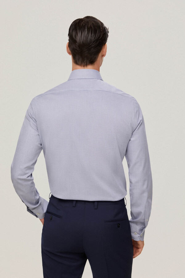 Pedro del Hierro Slim fit easy-iron checked dress shirt Blue