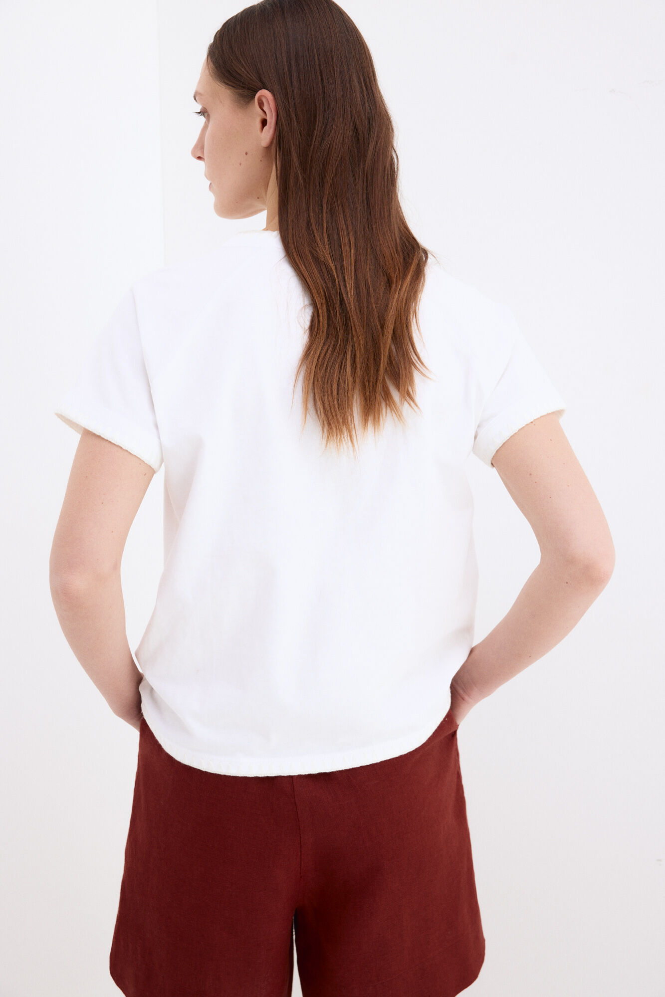Pedro del Hierro Embroidered short sleeve T-shirt White