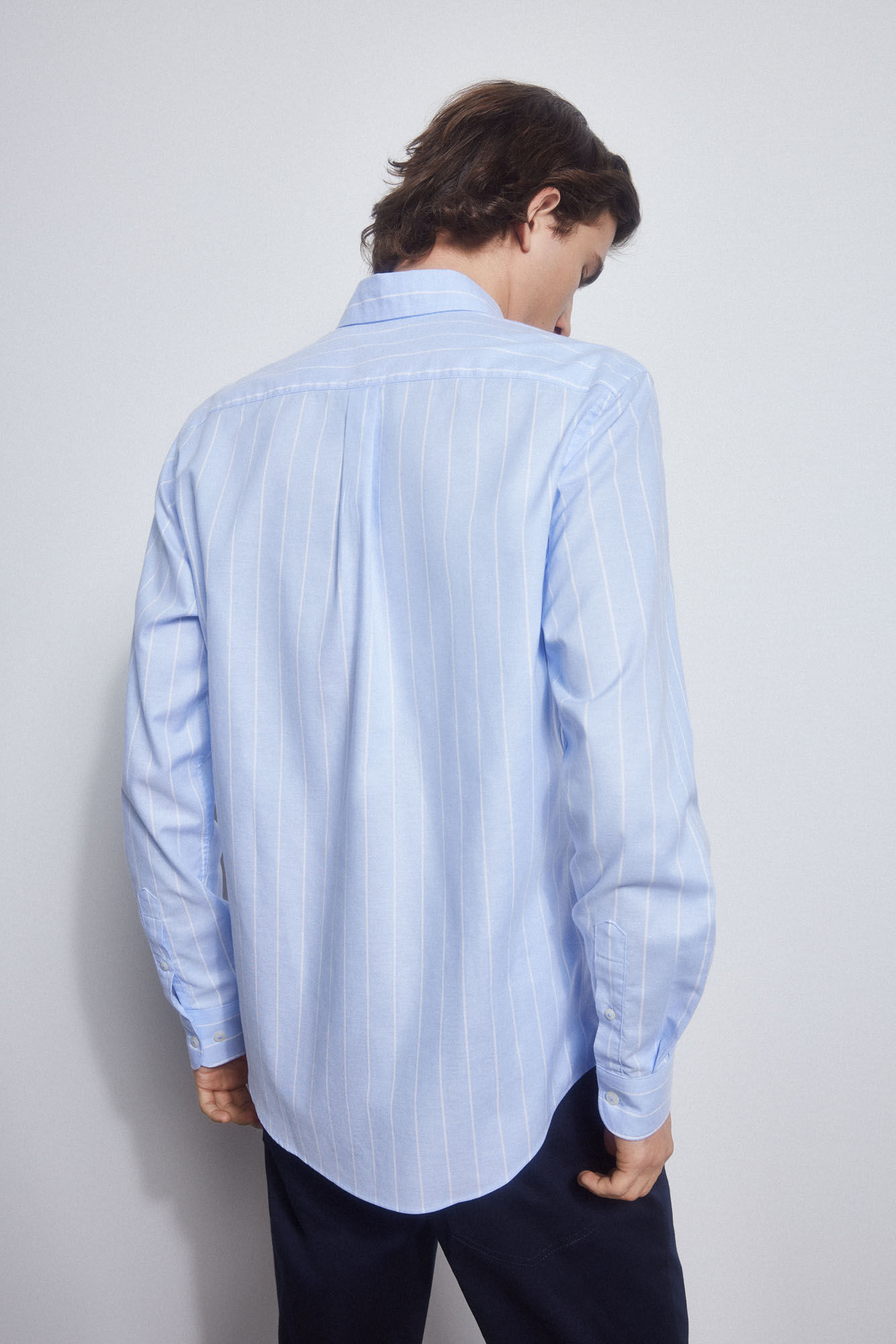 Pedro del Hierro Striped Oxford non-iron shirt Blue