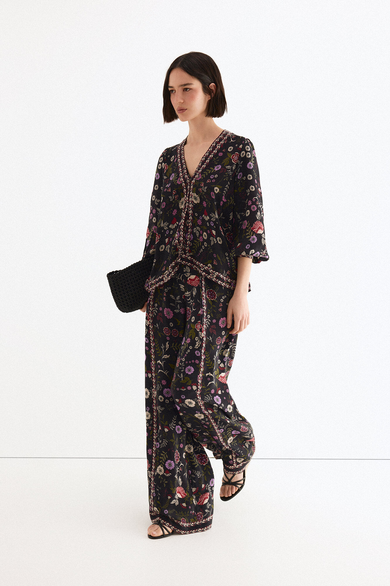 TFP by Tamara Falc&oacute; Printed fluid trousers Black