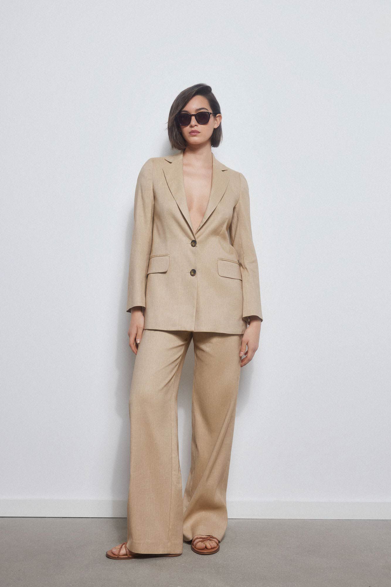 Pedro del Hierro Two-button suit blazer Beige