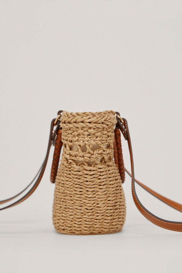Pedro del Hierro Natural colour woven mini basket bag Brown