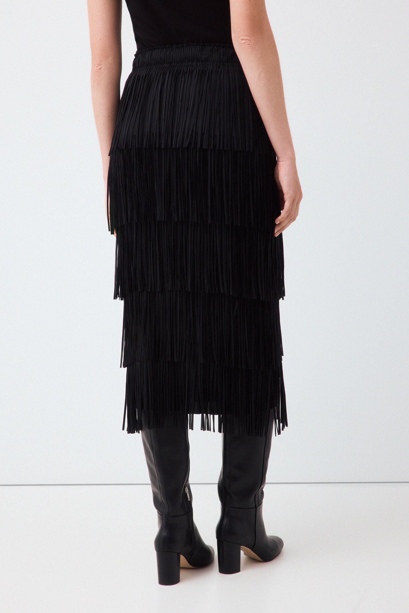 Pedro del Hierro Fringed straight skirt Black