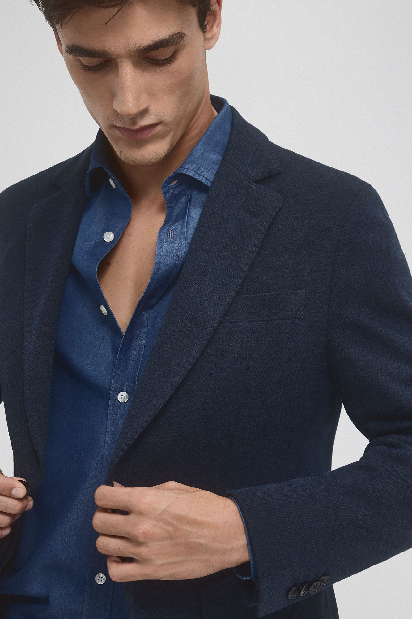 Pedro del Hierro Americana de punto con desmontable Azul