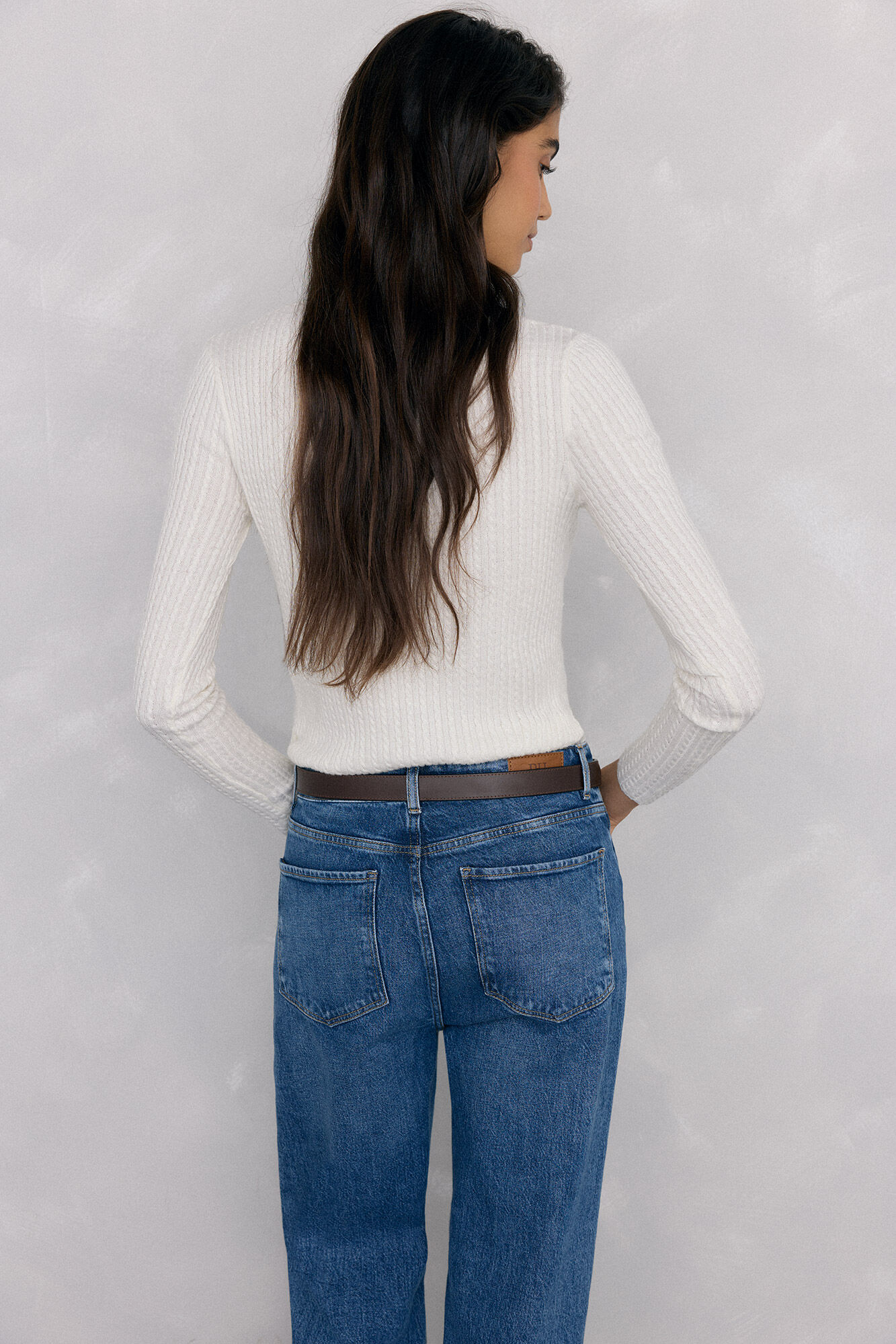 Pedro del Hierro Jersey cuello cisne b&aacute;sico ochitos Crudo