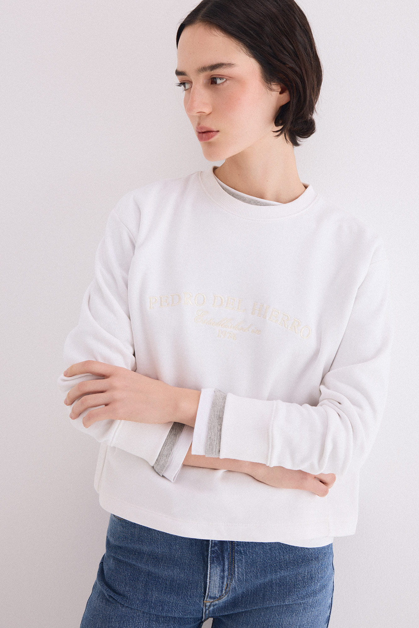 Pedro del Hierro Embroidered sweatshirt White