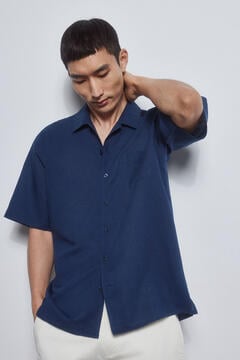 Pedro del Hierro camisa camp colar manga curta Azul