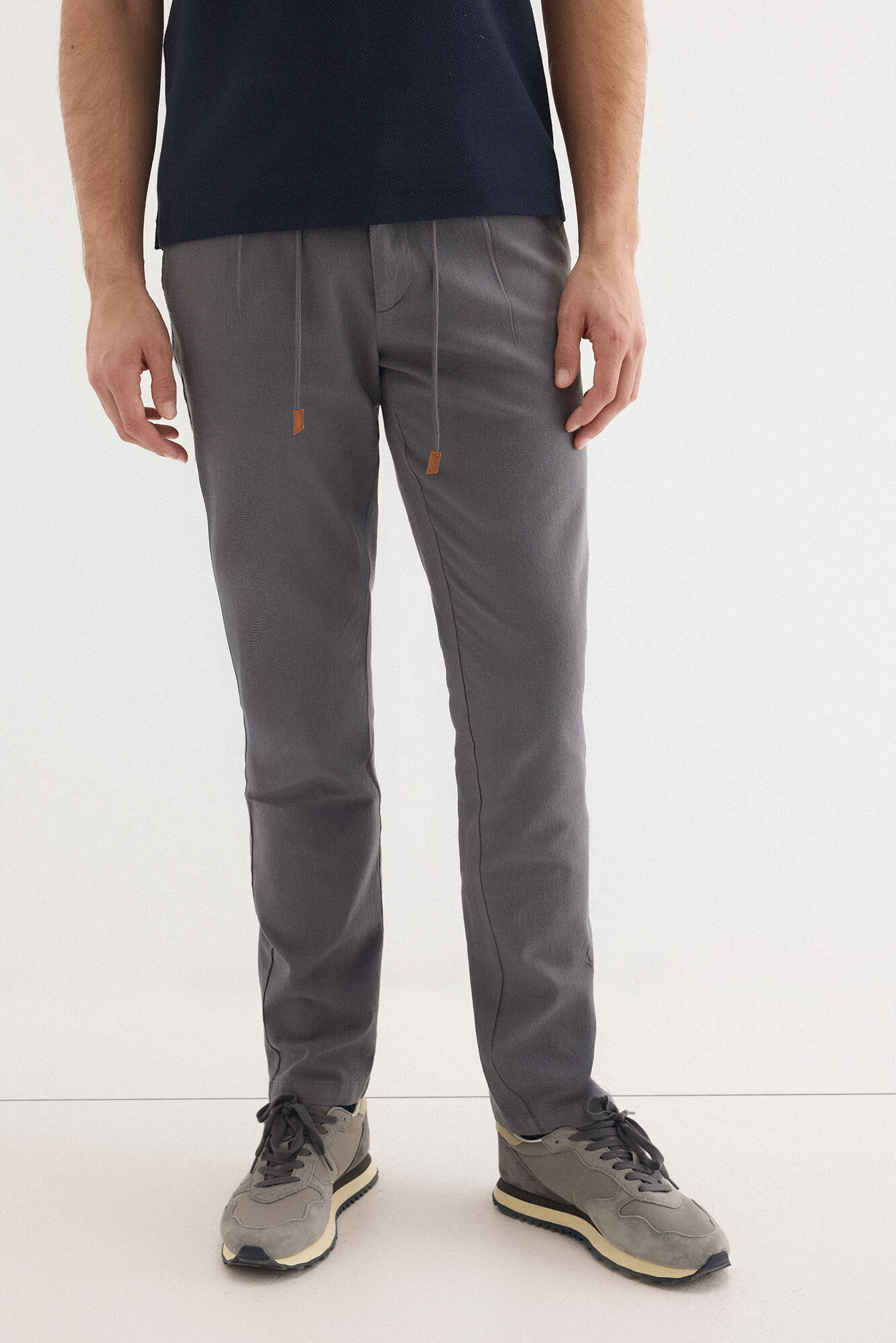 Pedro del Hierro Cotton-linen drawstring chinos