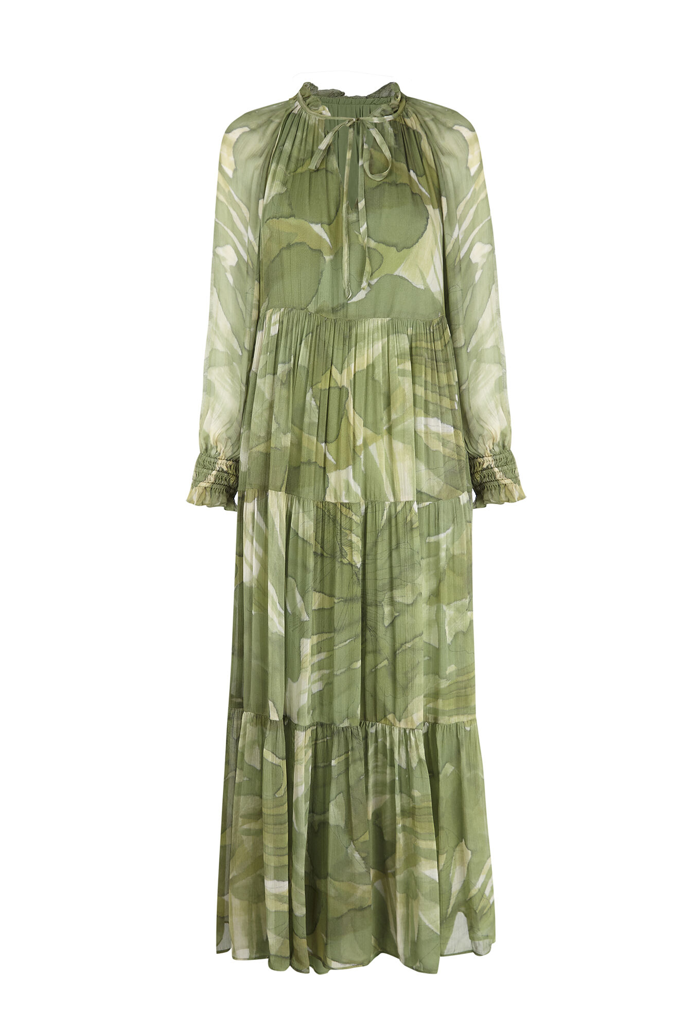 Pedro del Hierro Romantic long printed dress Green