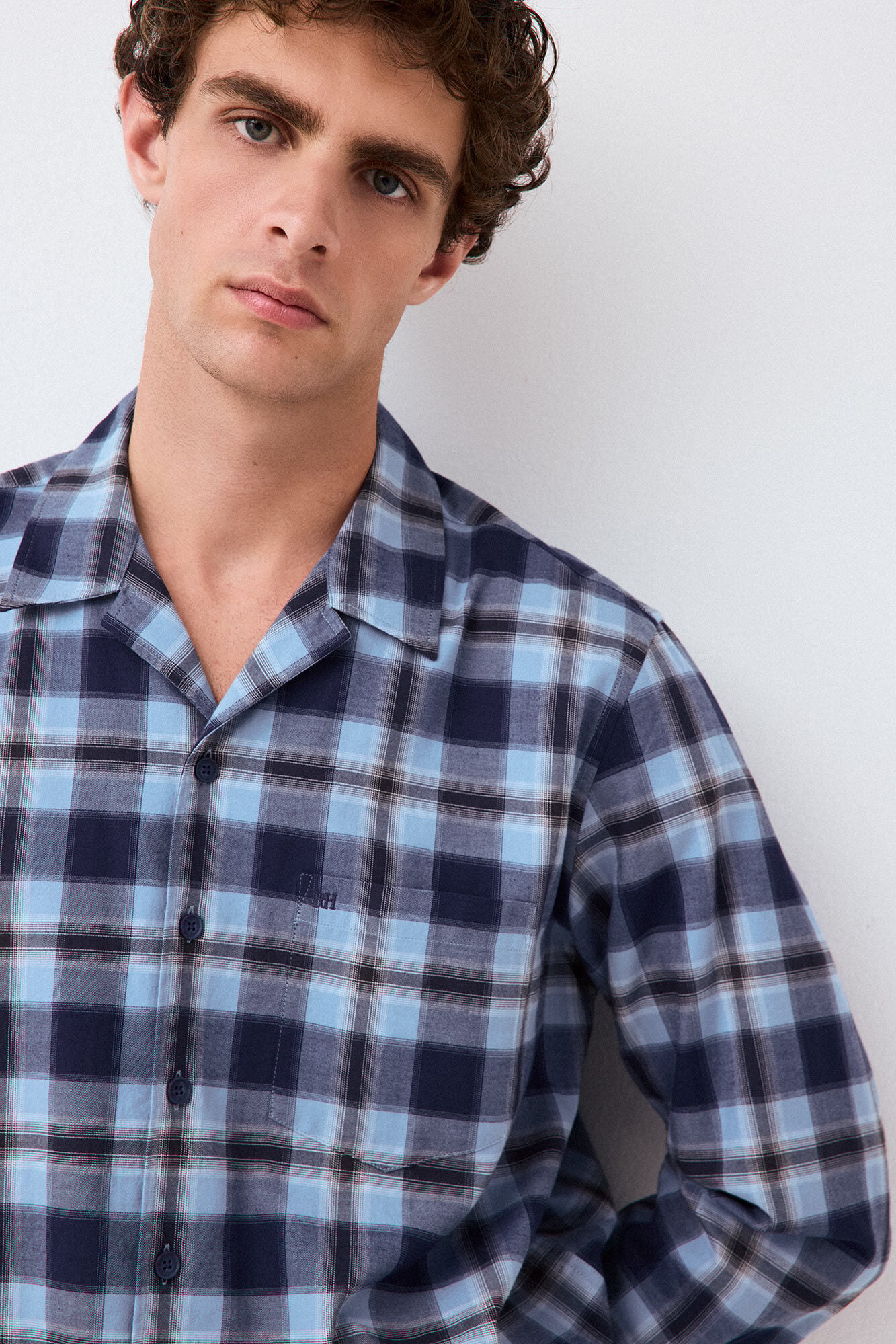 Pedro del Hierro Plaid camp collar shirt
