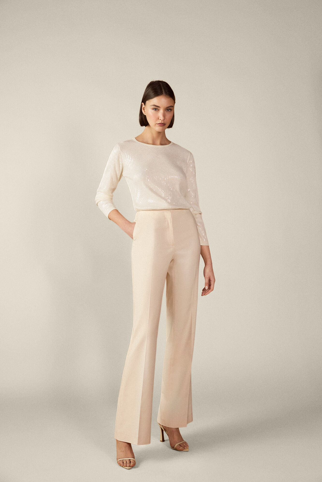 TFP by Tamara Falc&oacute; Sheer sequin jumper Ecru