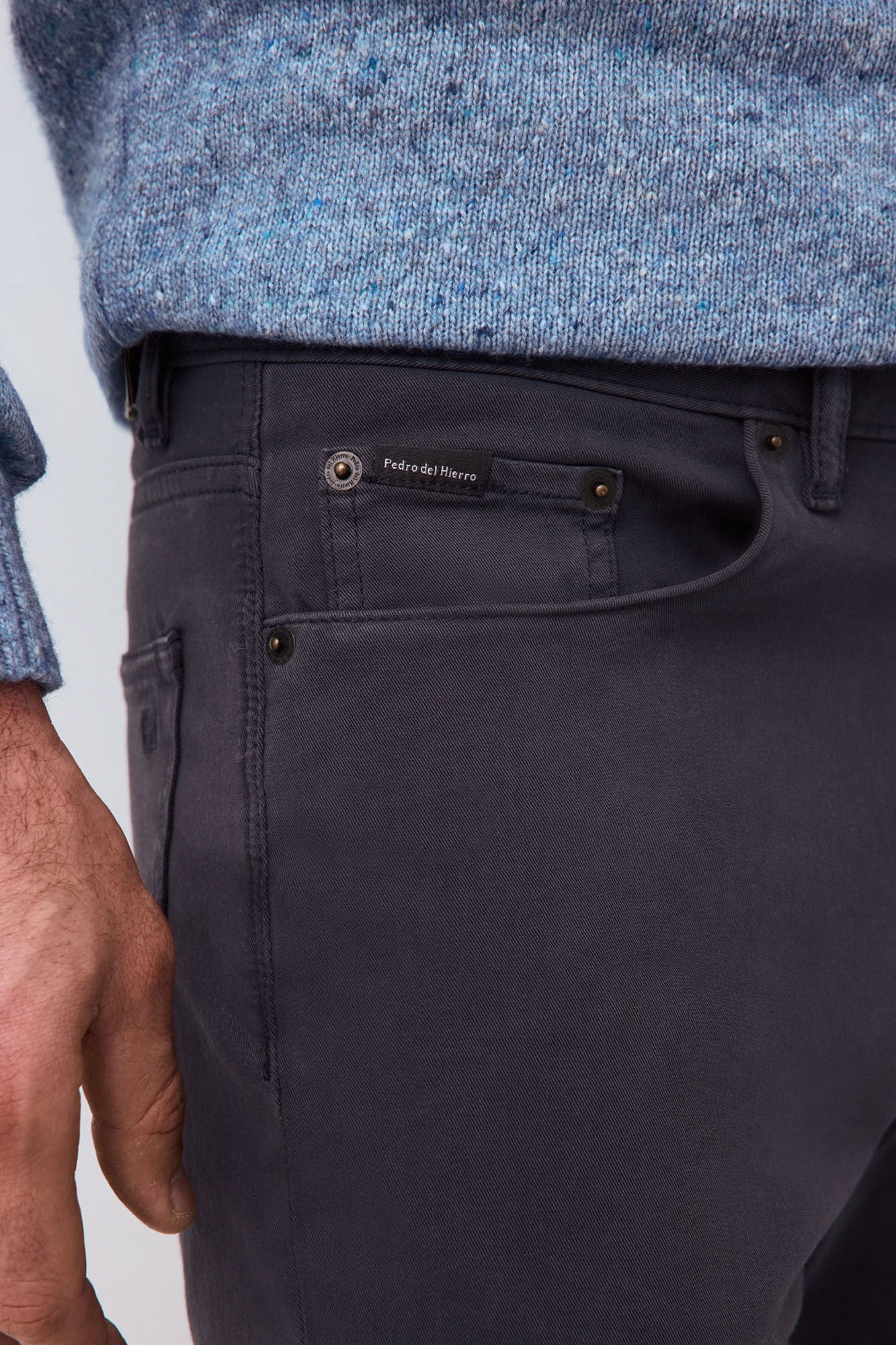 Pedro del Hierro Colour slim fit 5 pocket trousers Grey