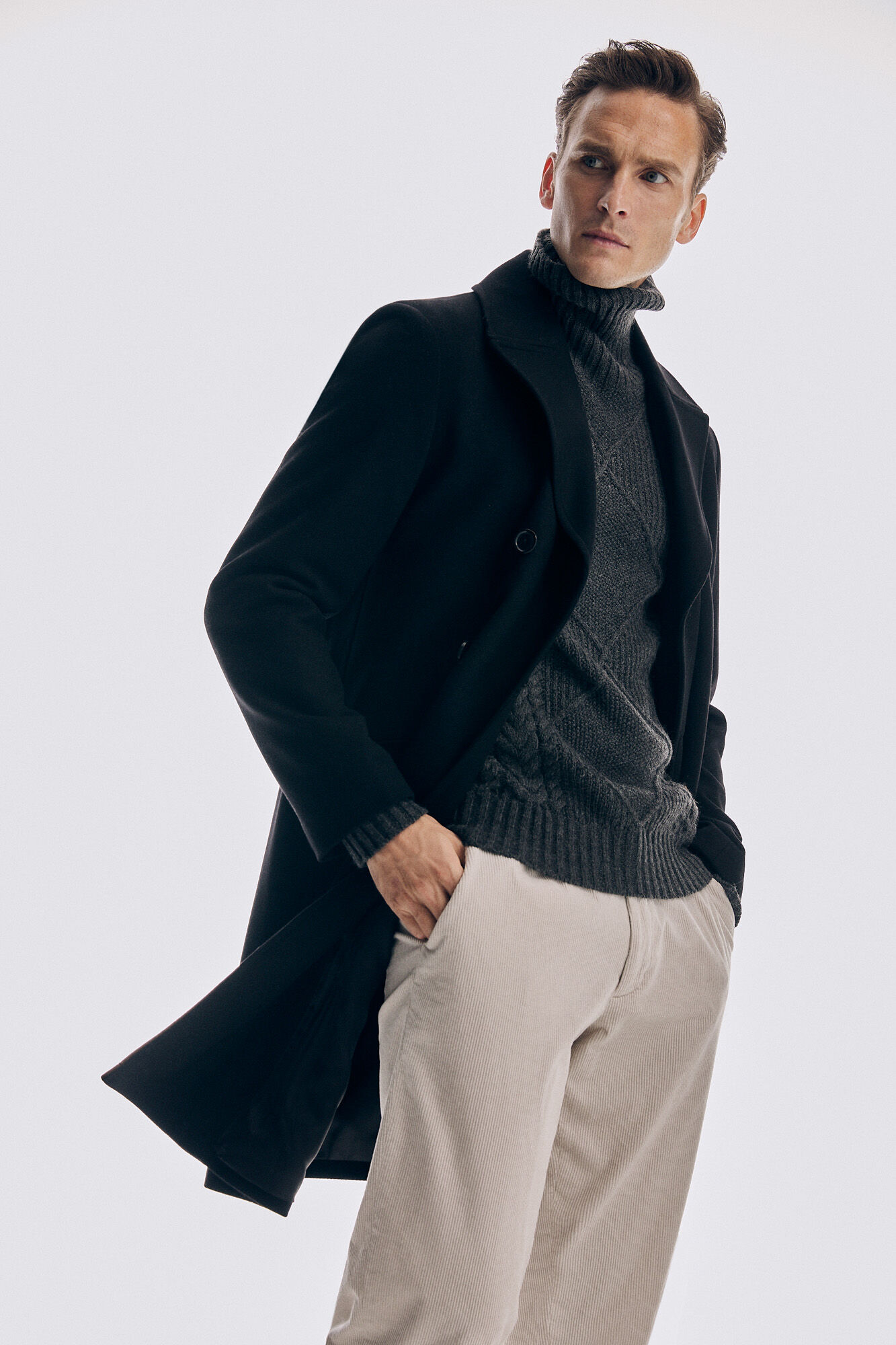 Pedro del Hierro Double-breasted coat Black