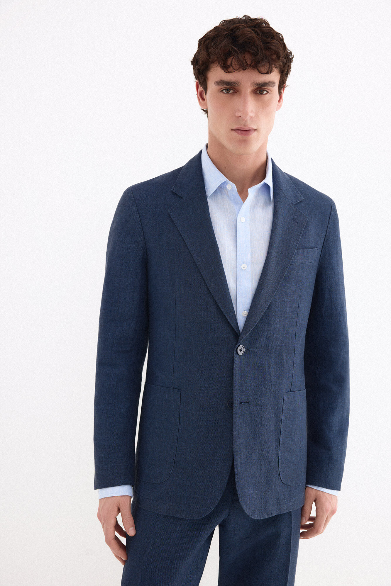 Pedro del Hierro Coordinated linen blend blazer Blue