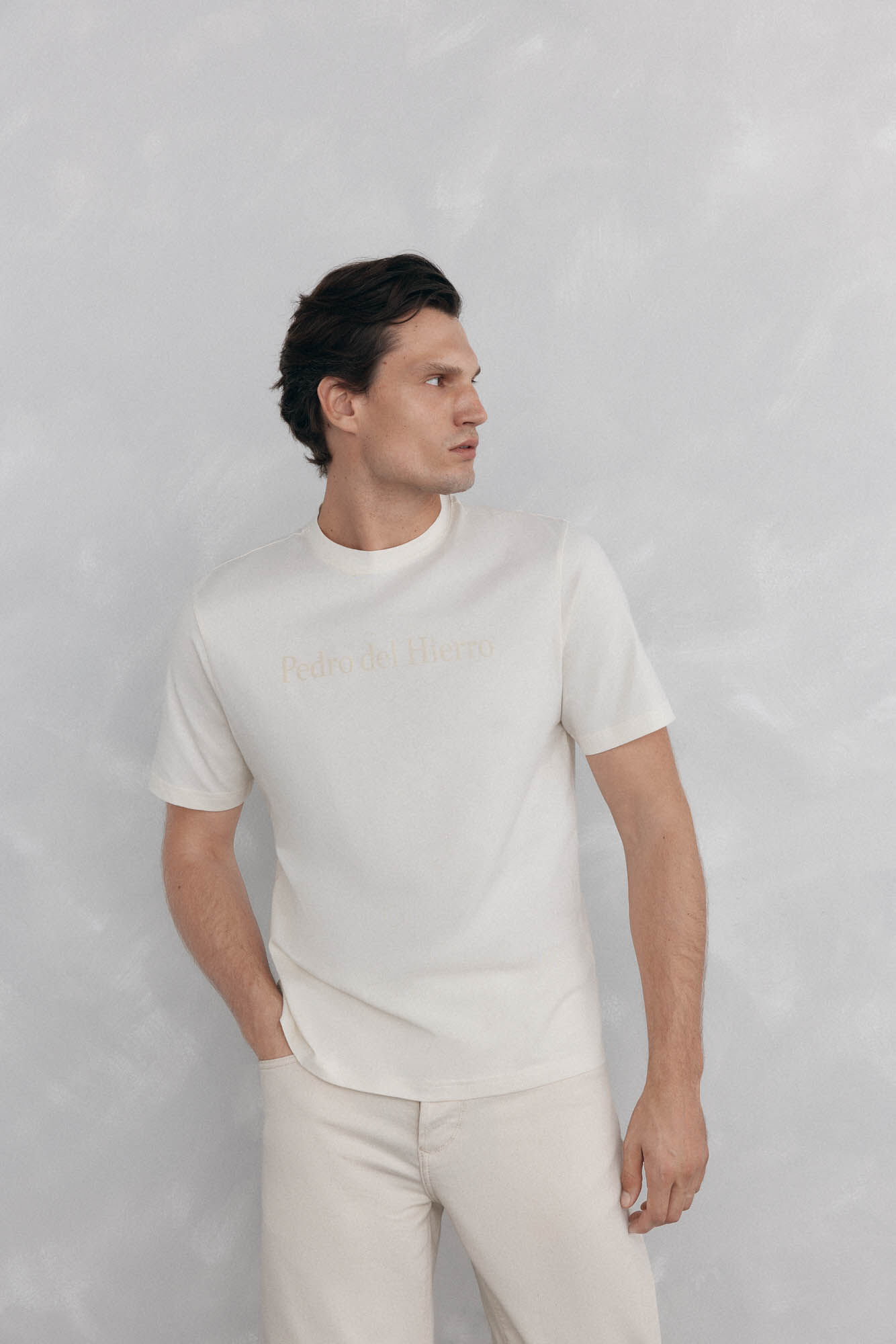 Pedro del Hierro T-shirt logo Ecru