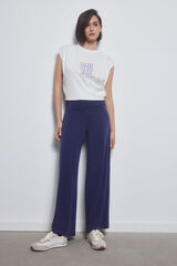 Pedro del Hierro Palazzo trousers with wide waistband Blue