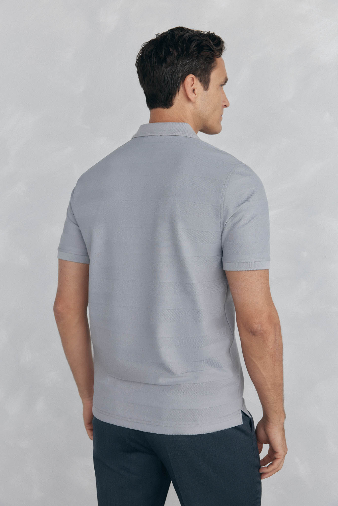 Pedro del Hierro Jacquard textured polo shirt Grey