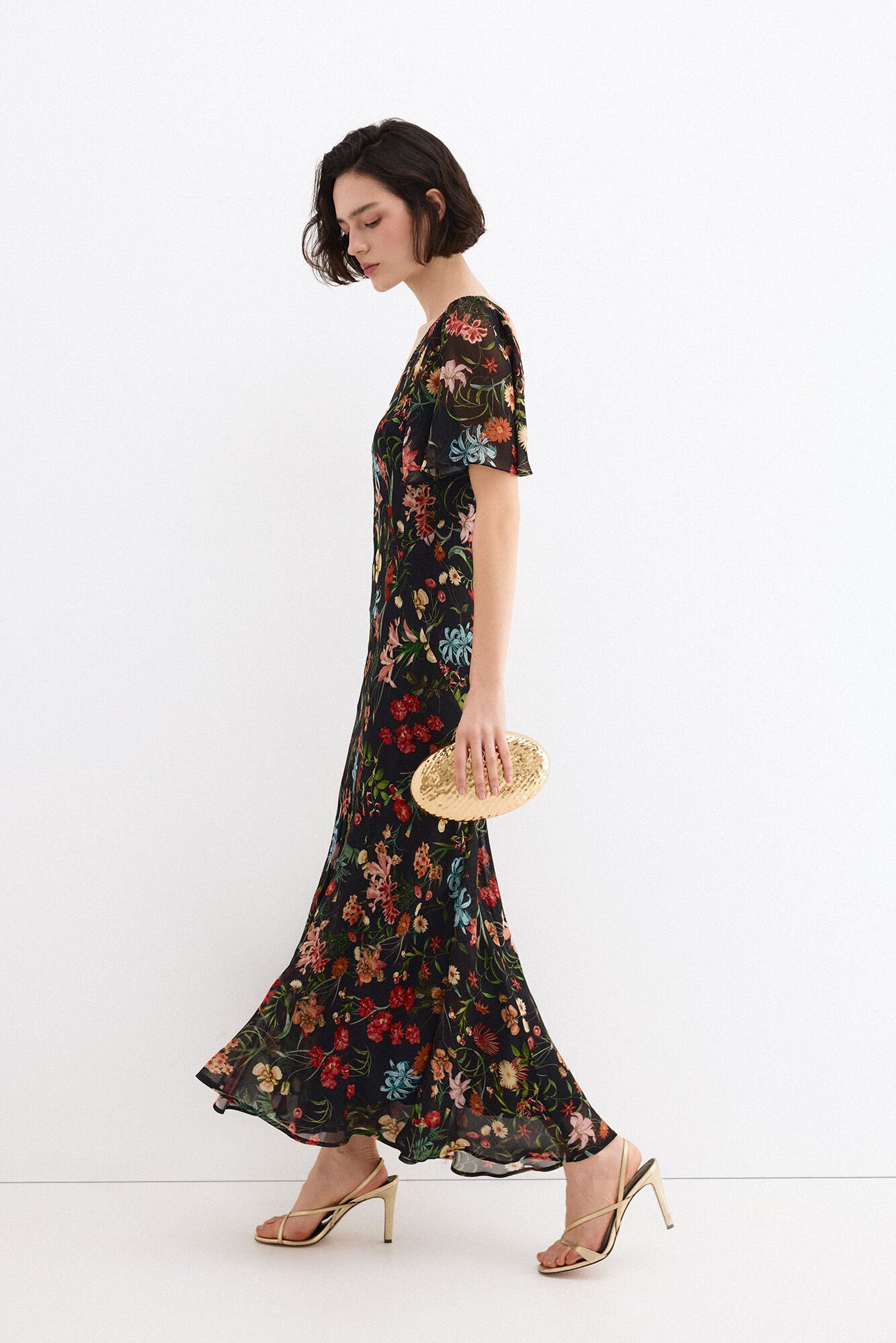 Pedro del Hierro Vestido largo estampado cortes Azul