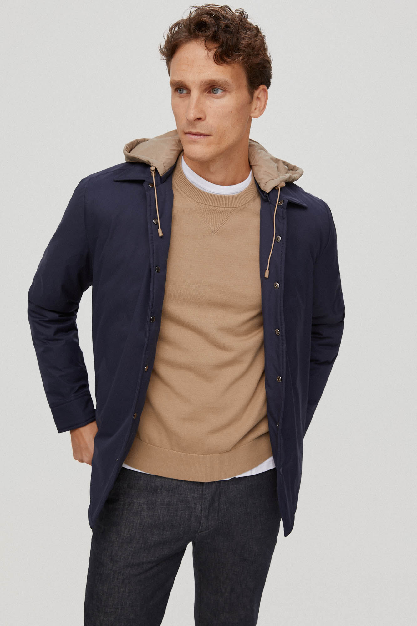 Pedro del Hierro Sobrecamisa con capucha Azul