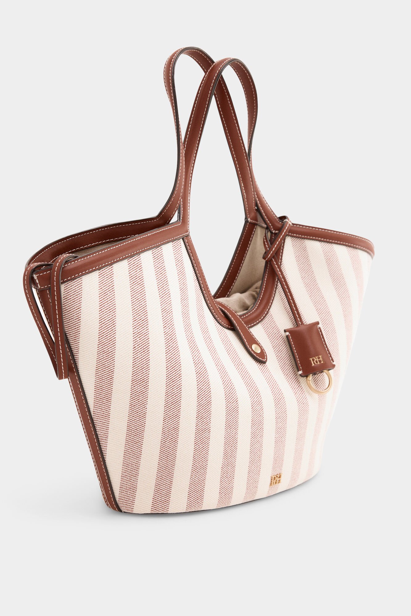 Pedro del Hierro Fabric striped basket bag Brown