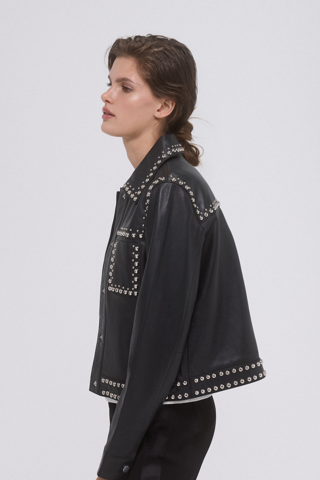 Pedro del Hierro Studded napa jacket Black