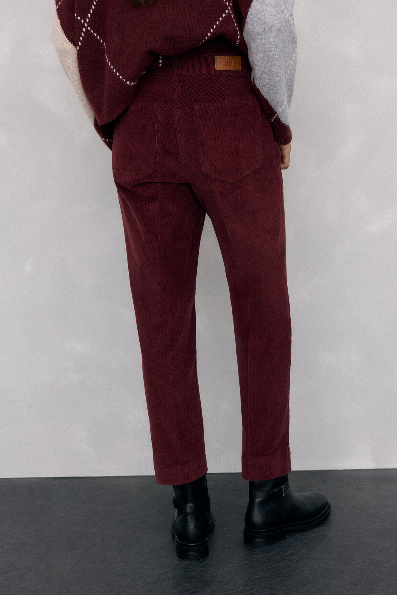 Pedro del Hierro Pantalones pana slim classic Burdeos