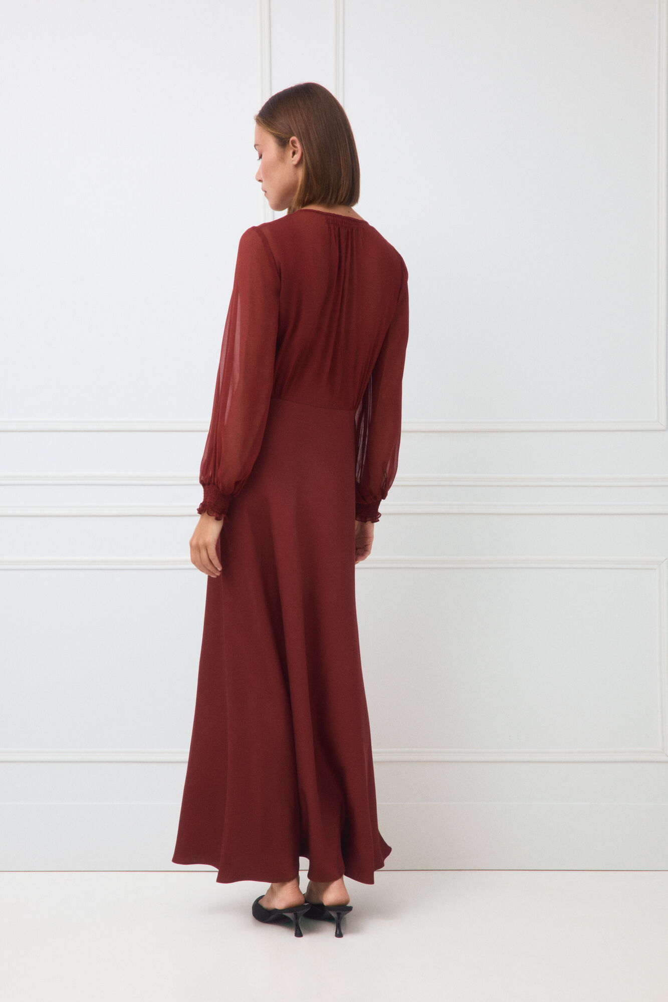 TFP by Tamara Falc&oacute; Combined midi long dress Burgundy