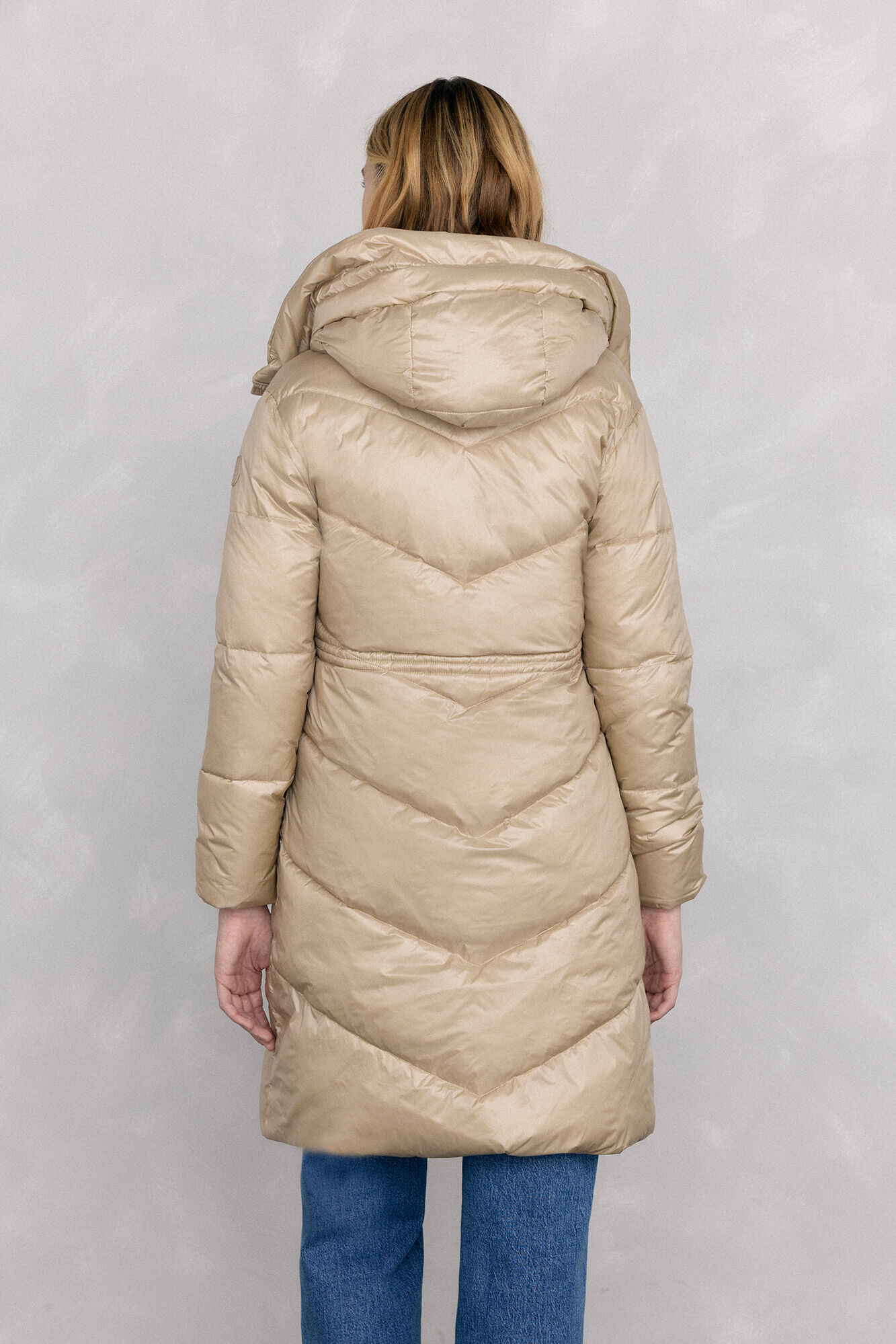 Pedro del Hierro Long hooded parka Ecru
