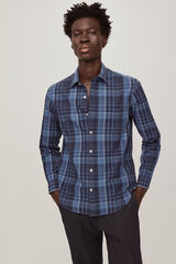Pedro del Hierro Checked linen and cotton shirt Blue