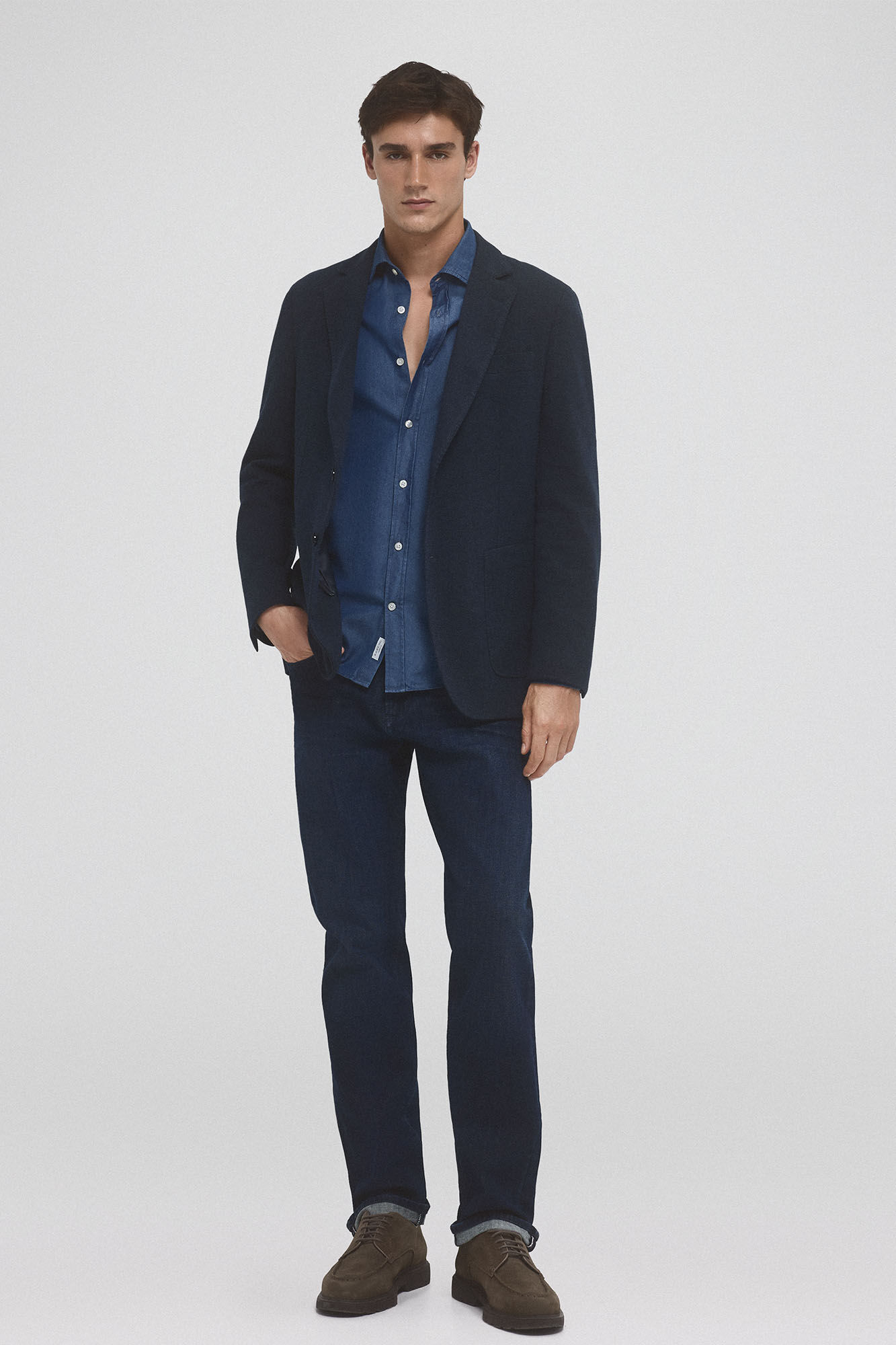 Pedro del Hierro Americana de punto con desmontable Azul