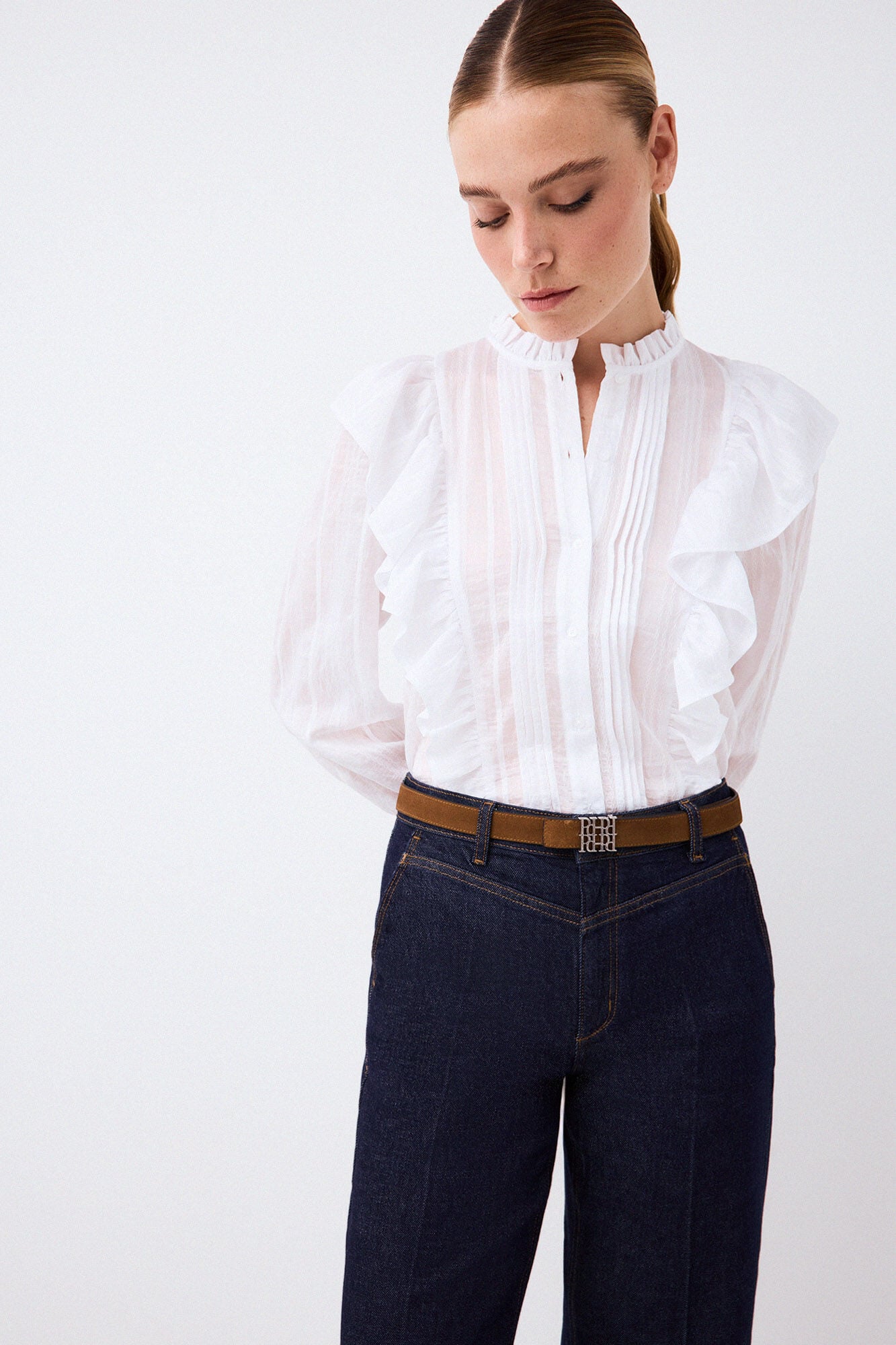 Pedro del Hierro Fluid ruffle blouse White