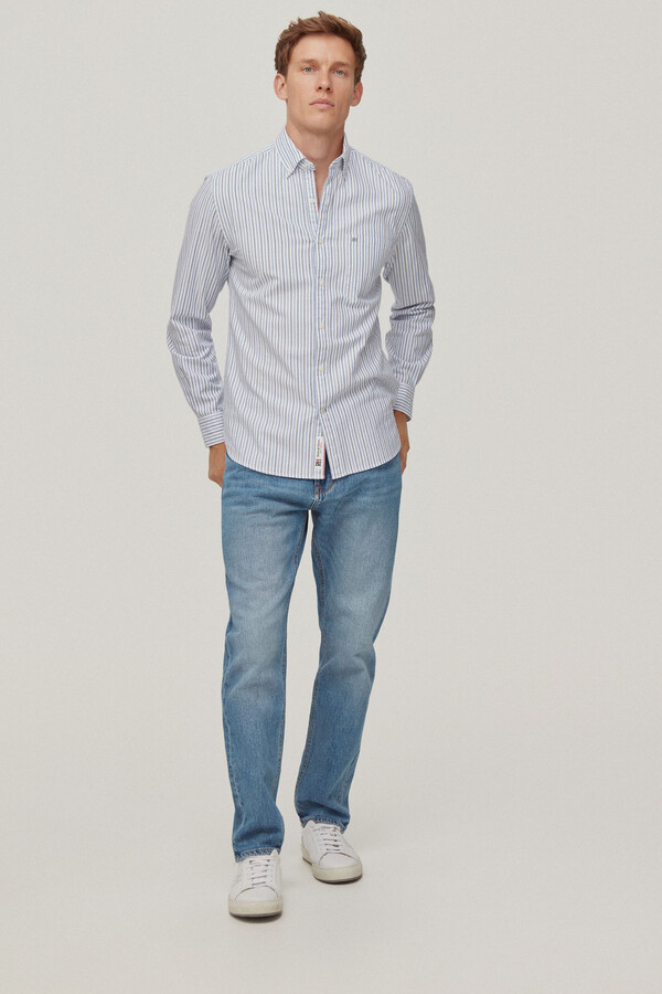 Pedro del Hierro Oxford stripe shirt Blue