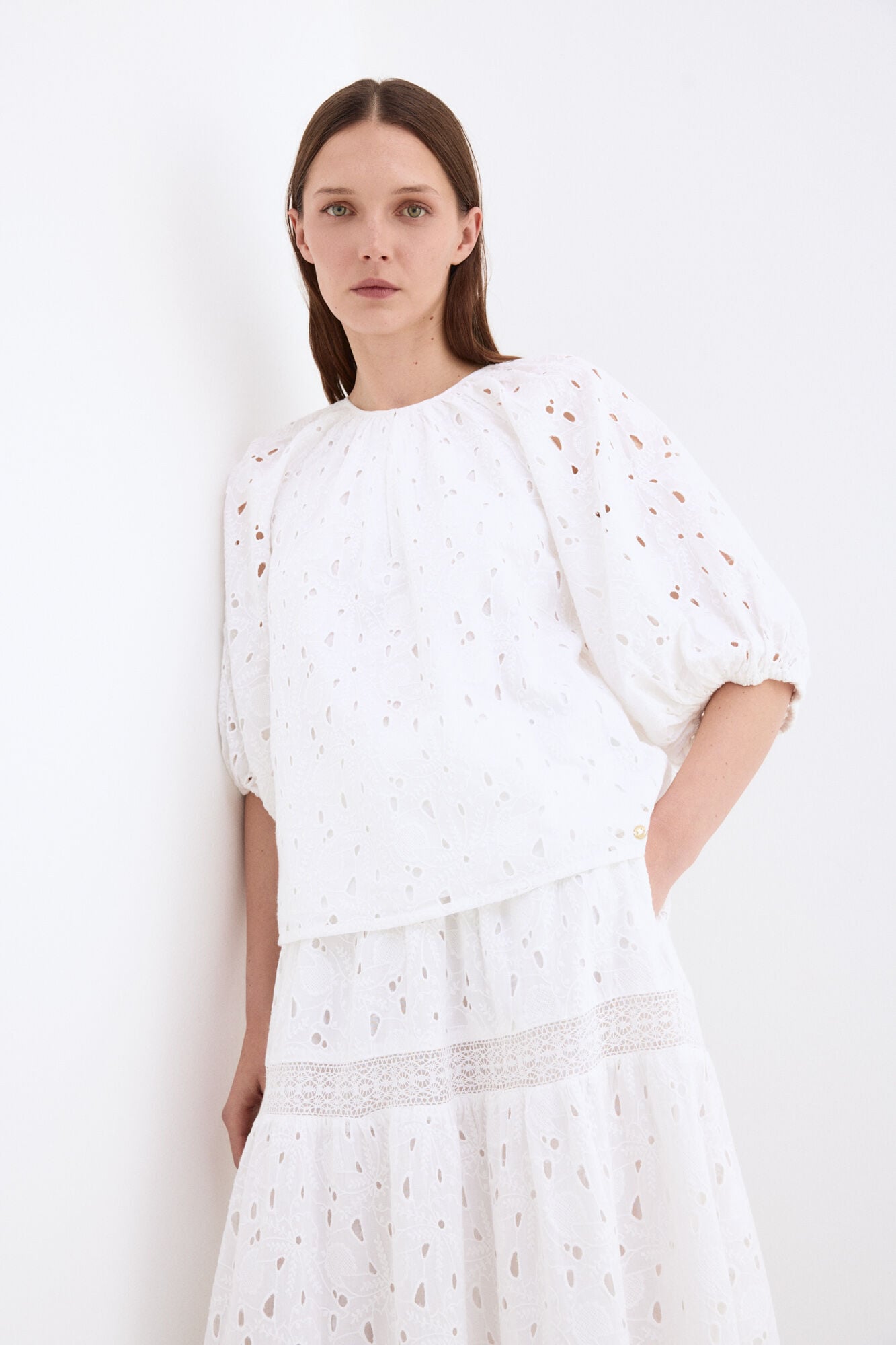 Pedro del Hierro Openwork elbow sleeve top