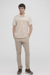 Pedro del Hierro Fantasy striped piqué polo shirt  Ecru