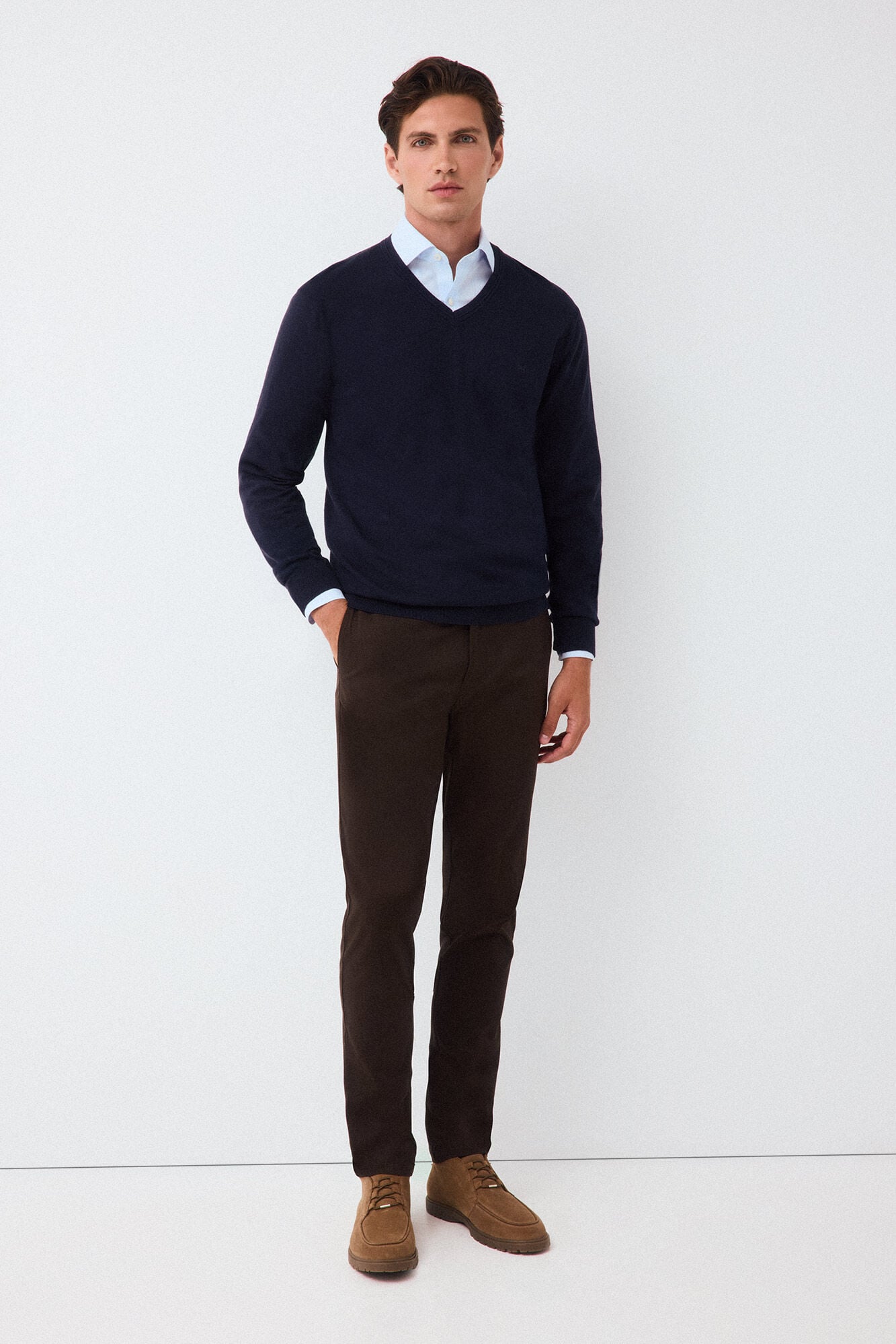 Pedro del Hierro Premium cotton silk cashmere knit jumper Blue