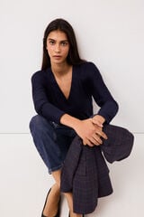 Pedro del Hierro V-neck long sleeve T-shirt Blue