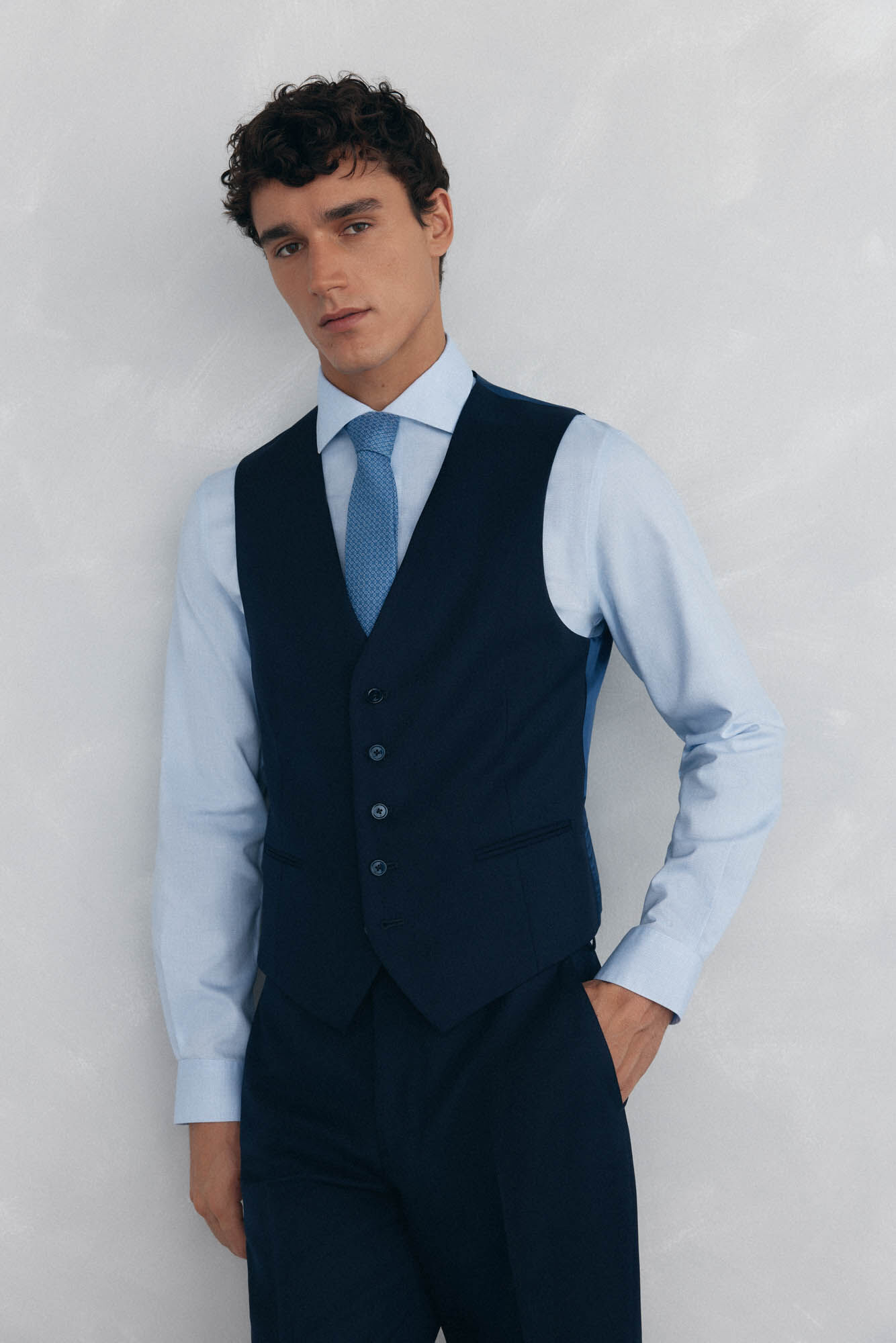 Pedro del Hierro Colete estruturado com ajuste sob medida nas costas azul Azul