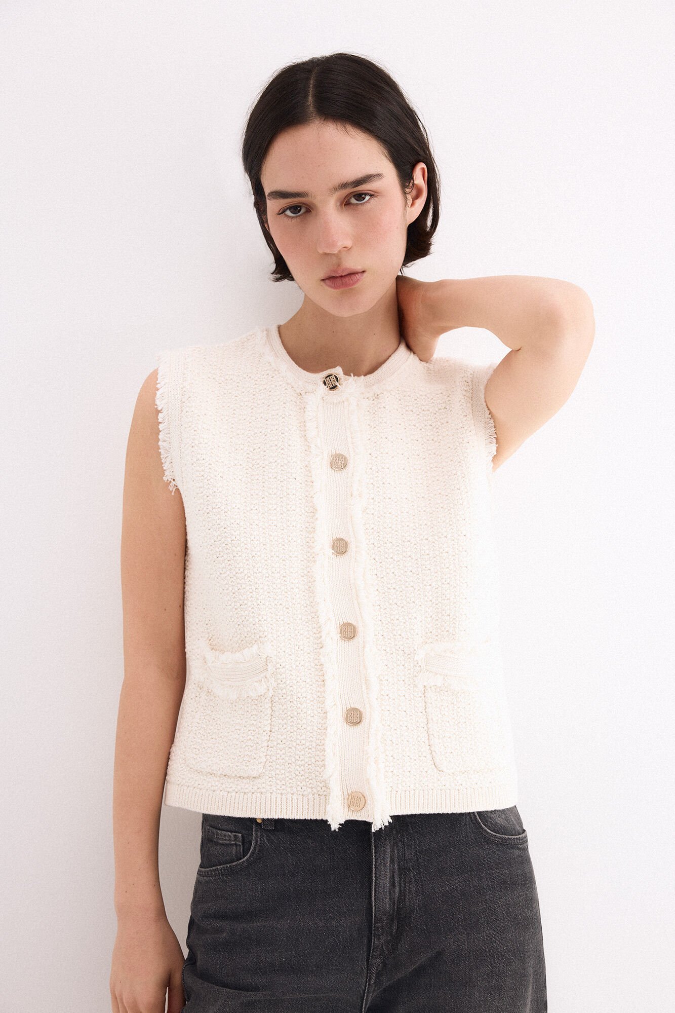 Pedro del Hierro Chaleco de punto estructura fantas&iacute;a