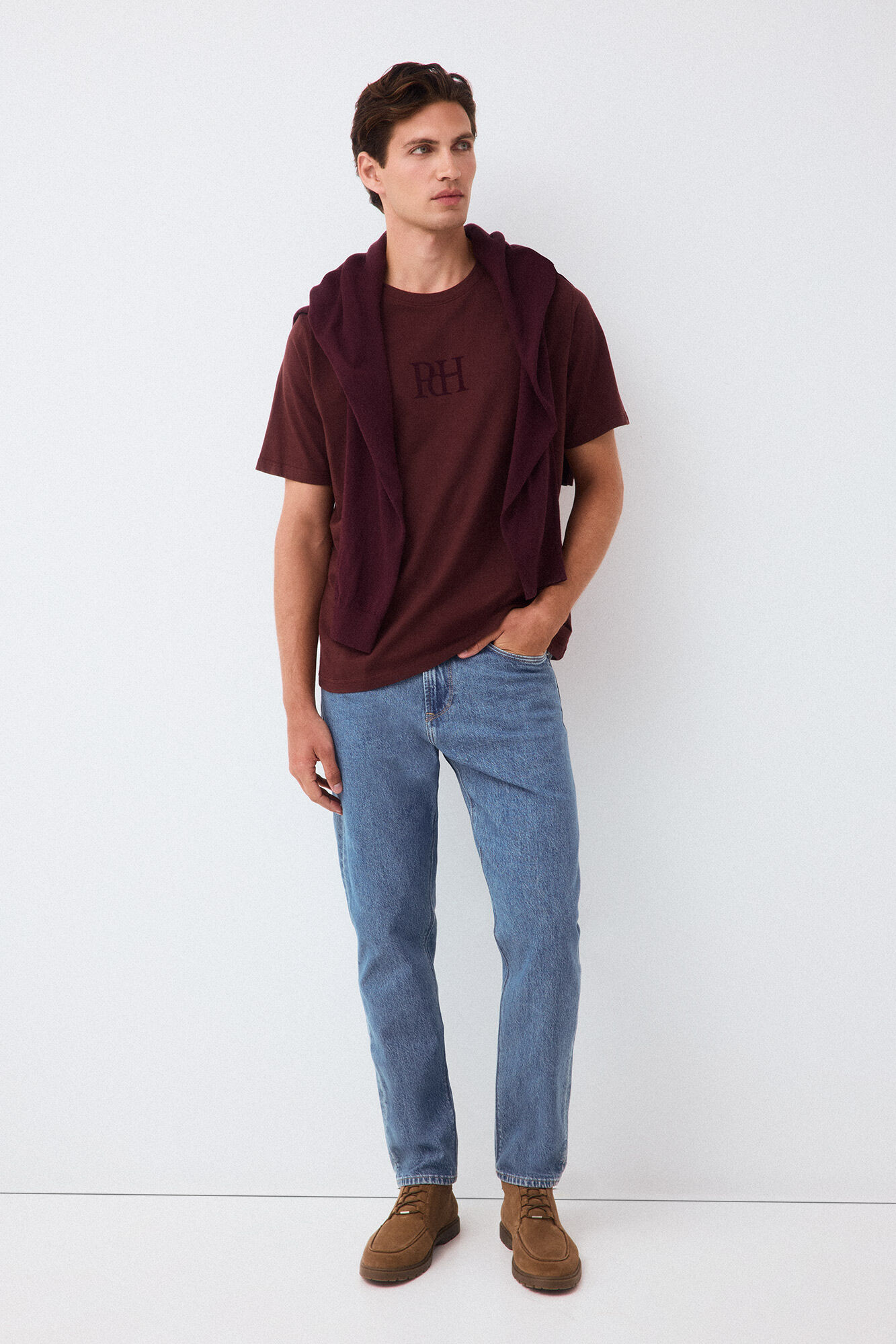 Pedro del Hierro Logo T-shirt Burgundy