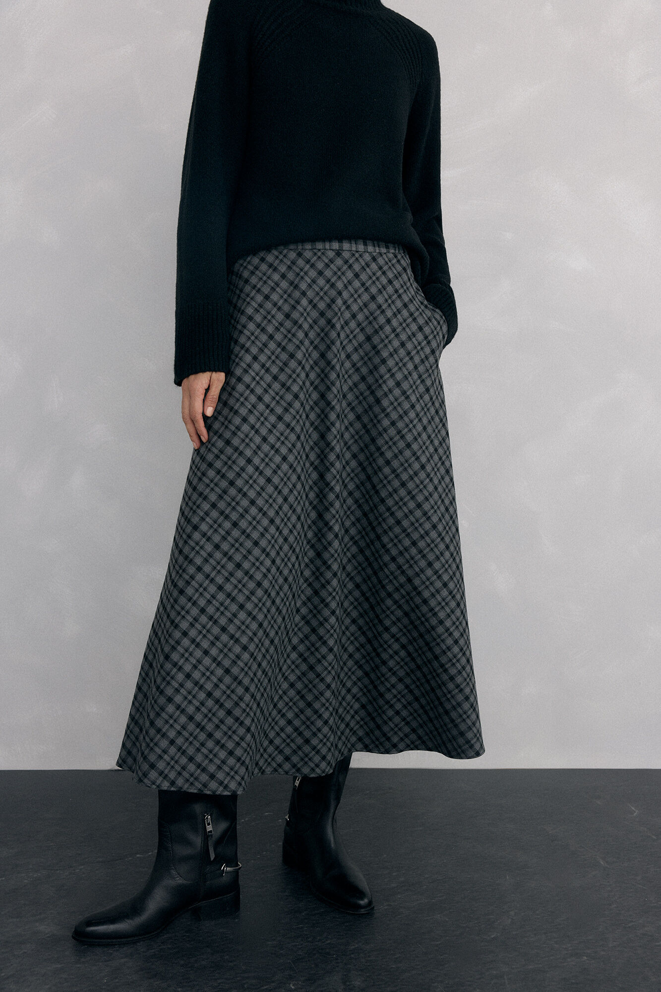 Pedro del Hierro Falda midi capa cuadros Several