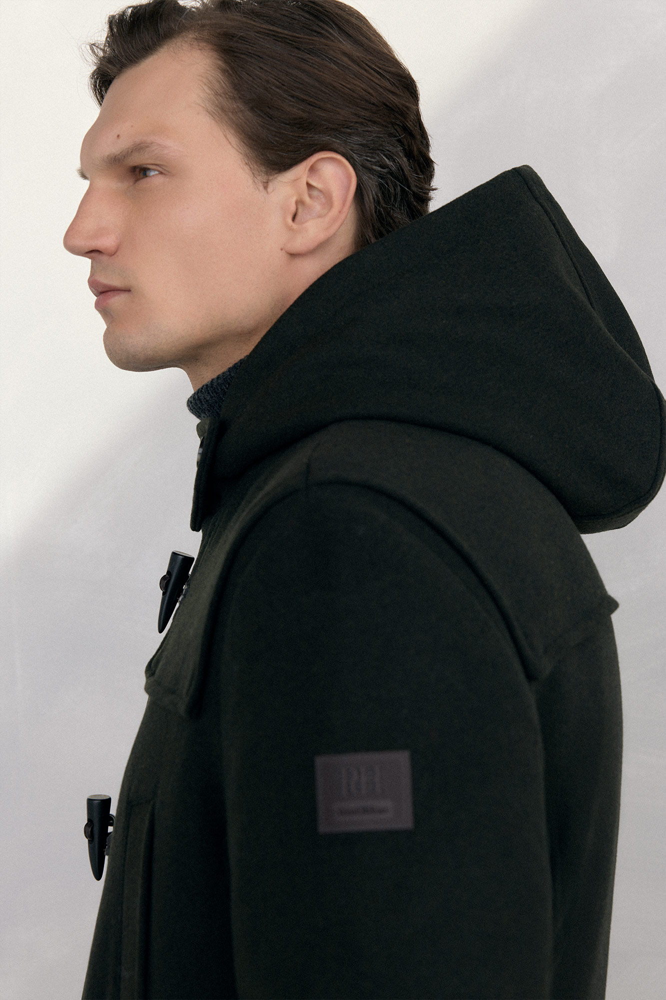 Pedro del Hierro Wool trench coat with alamares Green