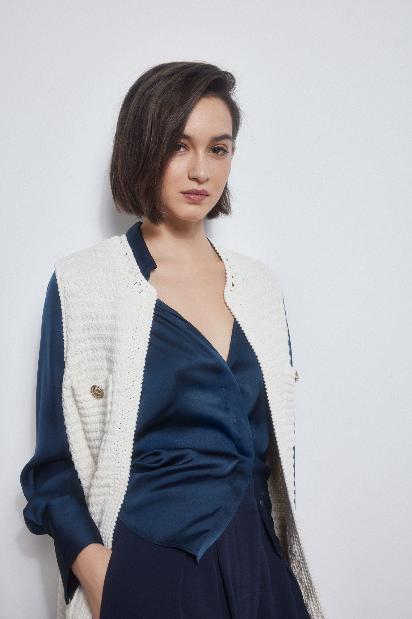 Pedro del Hierro Waistcoat with embellished texture and crochet Beige