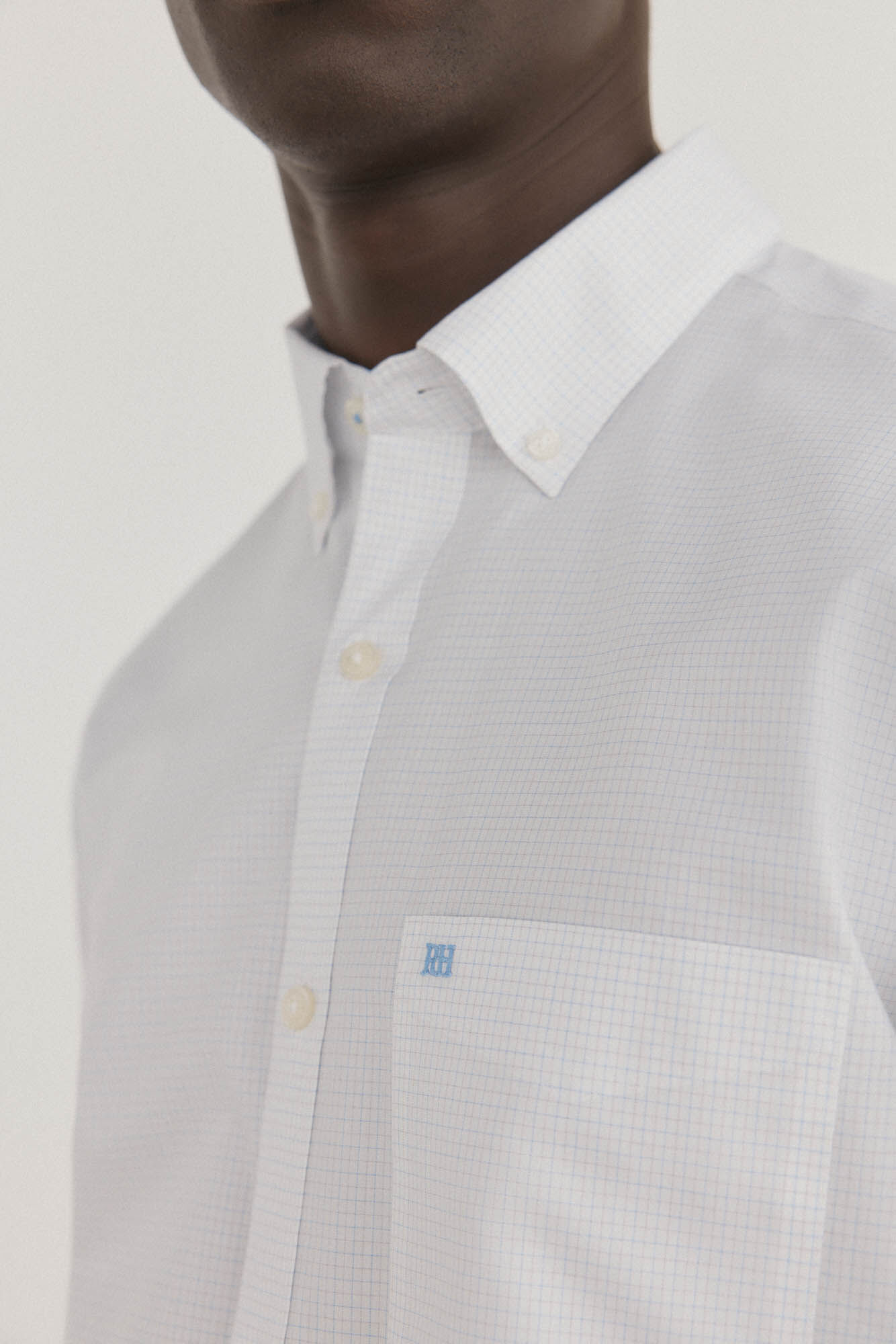 Pedro del Hierro Non-iron + stain-resistant plaid shirt White