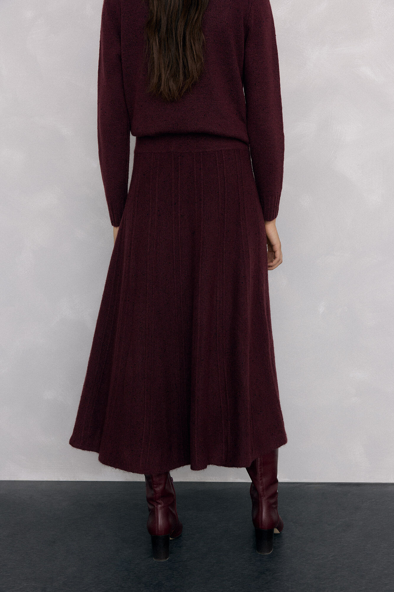 Pedro del Hierro Mottled jersey-knit skirt Burgundy