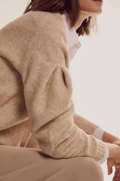 Pedro del Hierro V-neck jacket with pleat at the sleeve Beige