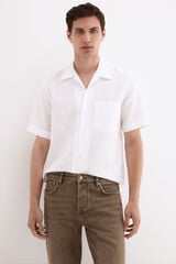 Pedro del Hierro Linen cotton short sleeve shirt White