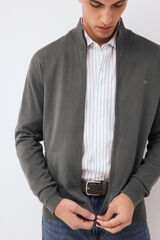 Pedro del Hierro Fine premium cotton zip fastening cardigan Green