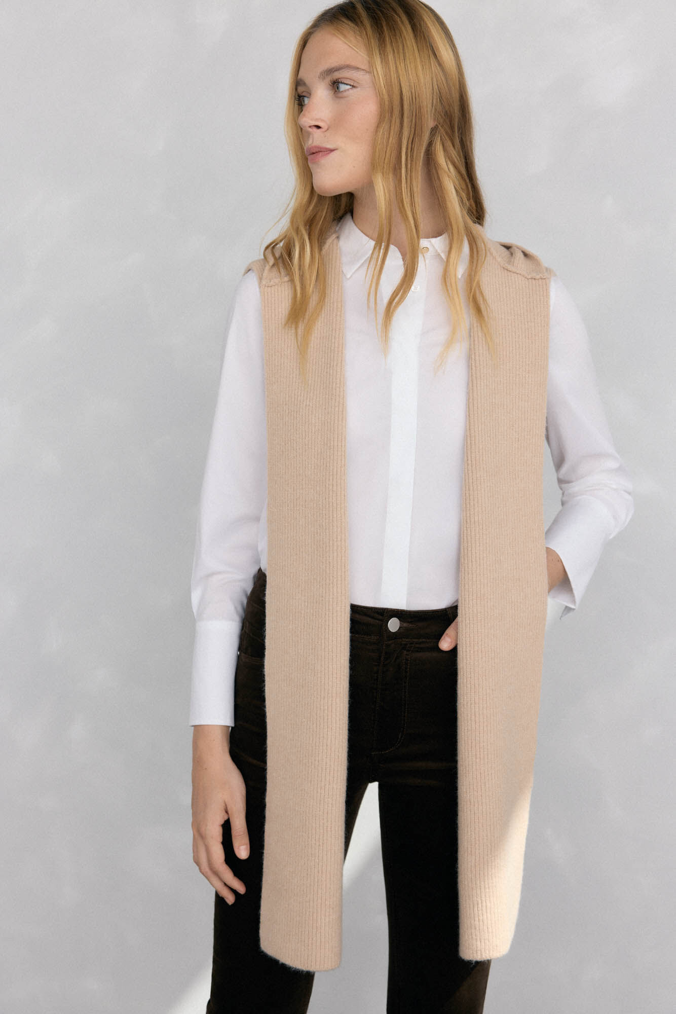 Pedro del Hierro Cachecol malha canelada Beige